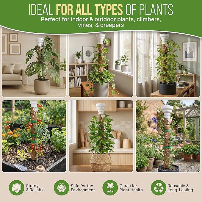 Organo Republic Moss Pole Monstera Plant Support Stakes - Unique Self-Watering, Extendable Coco Coir Pole for Climbing Plant Supports for Potted Plants Indoor for Monstera, Pothos & More
