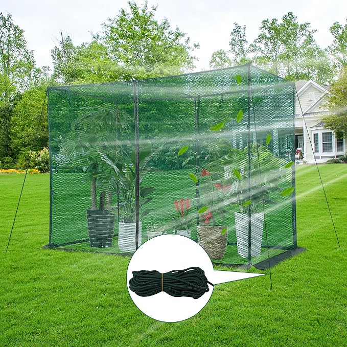 Large Mesh Crop Cage Plant Protection Tent 4 x 8 x 6 Ft, Easy to Install Protection Garden Cages, Crop Cages with Storage Bag Suitable for Garden Patio Lawn