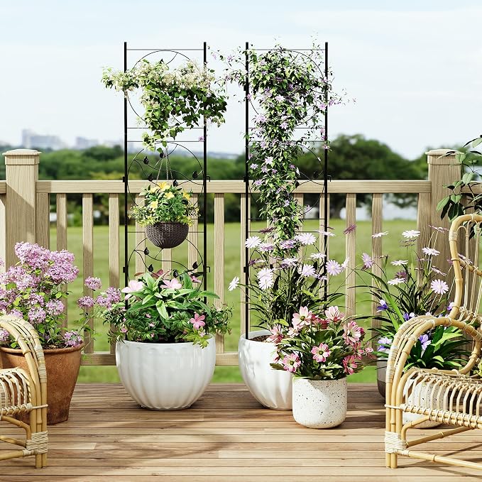 Garvee 1 Pack Panels No Dig Dog Fence Outdoor - 66.9 in Tall Rustproof Animal Barrier with Gate, Decorative Garden Fence Panels for Yard Border, Patio（66.9 x 19.48 inch）
