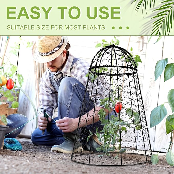 Sadnyy 12 Pack Garden Chicken Wire Cloche, 13" W X 15.7" H Plant Protectors and Covers, Wire Garden Cloches from Animals Metal Cage Plant Protection Strong and Not Easy to Deform
