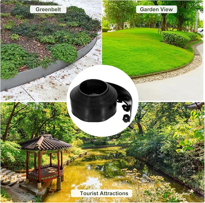uxcell Landscape Edging, 1Pcs 40FT x 3.94" - Garden Edging Kit with 36 Stakes, Landscape Edging Border for Garden Lawn Flower Bed Yard Grass (Black)