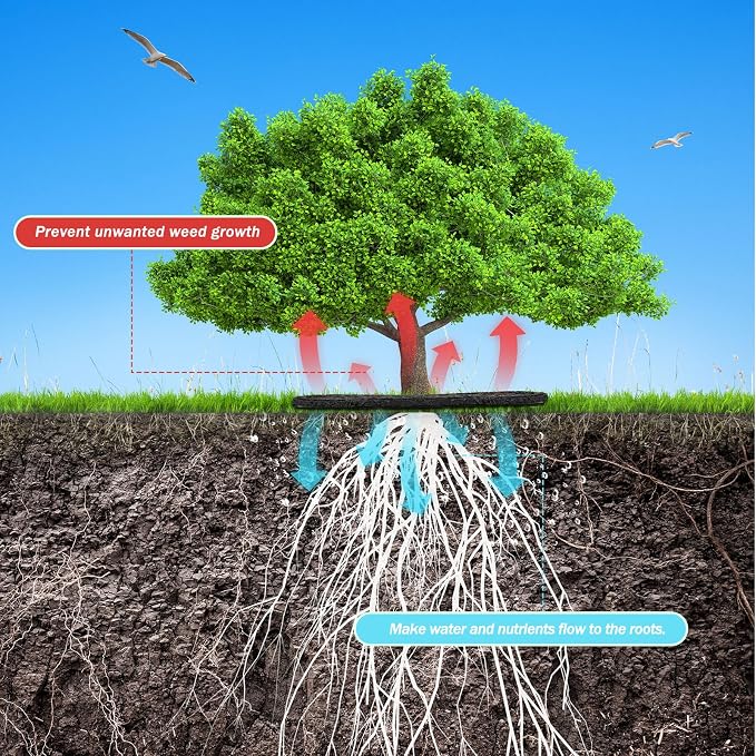 Peryiter 12 Pcs Rubber Mulch Tree Ring, Heavy Duty Rubber Mulch Mat, Tree Protector Weed Barrier Mats, Round Root Barrier for Weed Grass Control Root Protection (12 Inches)