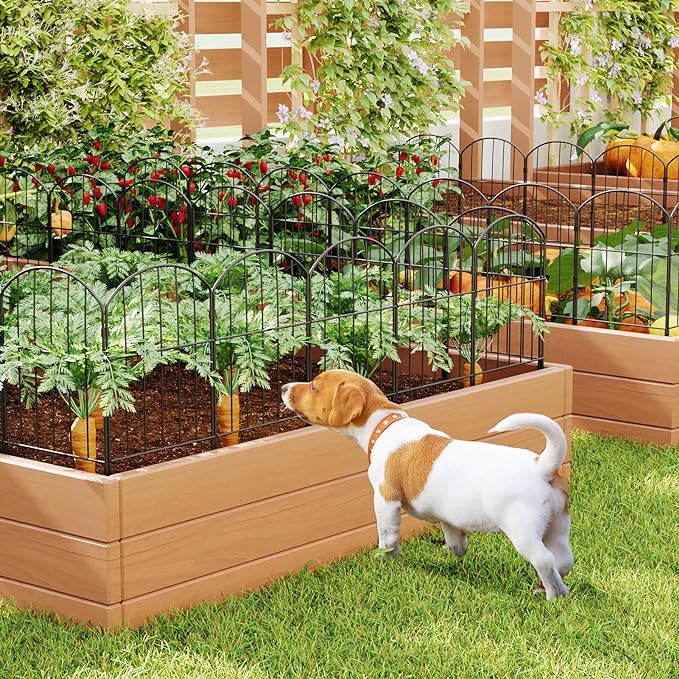 Goovilla Garden Fence, Total 20ft(L) x 24in(H) Garden Fencing Animal Barrier, 19 Pcs Rustproof Metal Fence Panels, Black No Dig Fence, Decorative Garden Fences and Borders for Dogs, Flower Bed, Patio