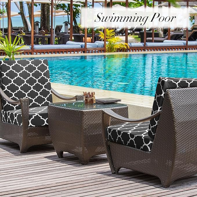 Newwiee 8 Pcs Stretch Patio Outdoor Cushion Covers Waterproof Replacement Sofa Couch Covers for 4 Backrests and 4 Cushions Washable Lawn Garden Seat Furniture Protector(Dark Gray)
