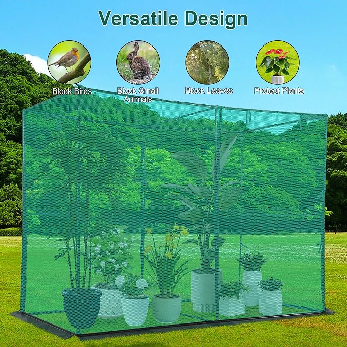 Crop Cage Plant Protection Tent 4 x 8 x 6 Feet, Easy to Install Protection Garden Cages, Crop Cages with Storage Bag Suitable for Garden Patio Lawn