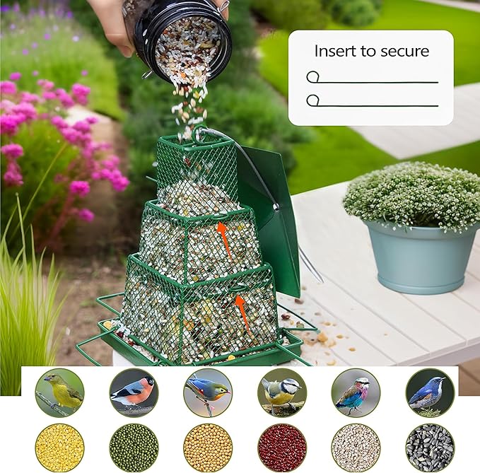 Wild Bird Feeders for Outside Hanging,Retractable Large Bird Feeders with 4 lbs Capacity for Finch Cardinal Blue Jay,Squirrel Proof Bird Feeder for Garden Yard