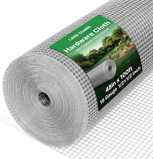 Land guard 19 Gauge Hardware Cloth, 1/2 inch 48inch×100ft Chicken Wire Fence, Galvanized Welded Cage Wire Mesh Roll Supports Poultry Netting Cage Fence………