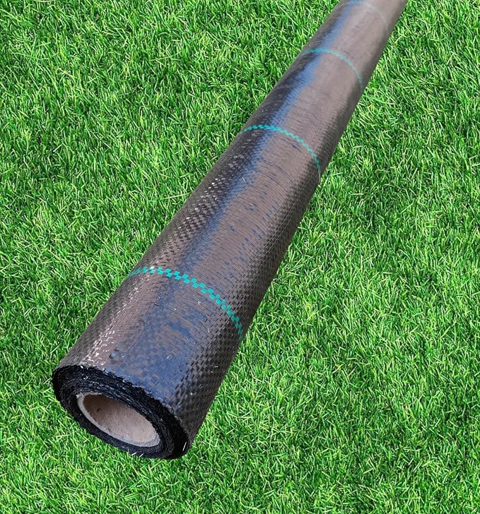 4FT x 100FT Premium PP Woven Weed Barrier, Landscape Fabric,3.2 OZ Gardening Weed Control Mat, Included (20 Set U-Staples & Plastic Peds Free)