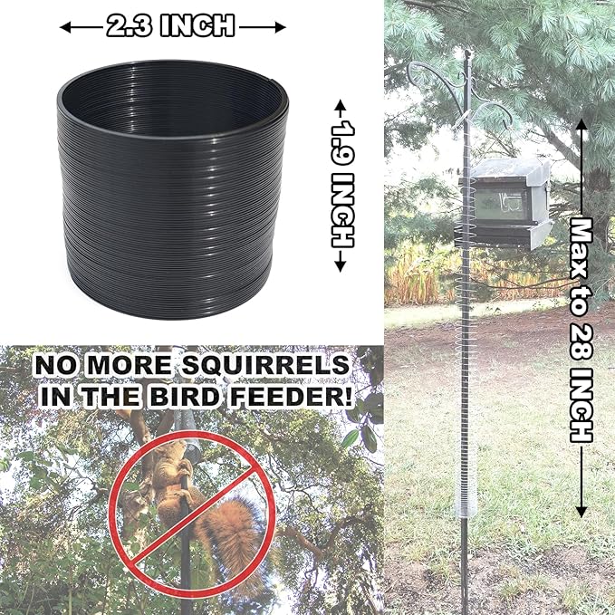 3 Pcs Outdoor Squirrel Baffle - Metal Spring Device, Anti Squirrel Barrier - Spring Coil Guard, Bird Feeder Accessories for Bird Feeder Poles Protect Seed