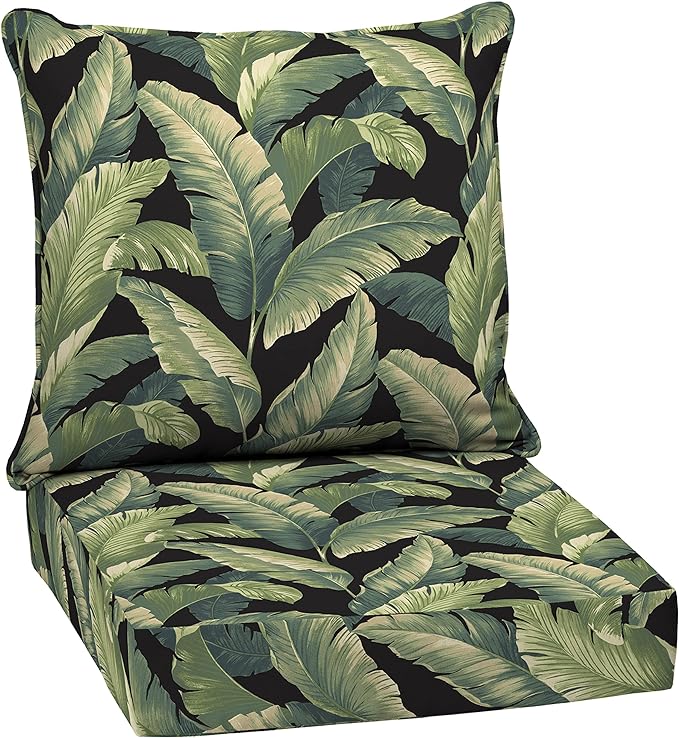 Arden Outdoor Deep Seat Cushion Set, 24 in x 24 in, Weather-Proof, Rain-Proof, Fade Resistant Patio Cushion for Chair, Sofa, and Couch Onyx Cebu