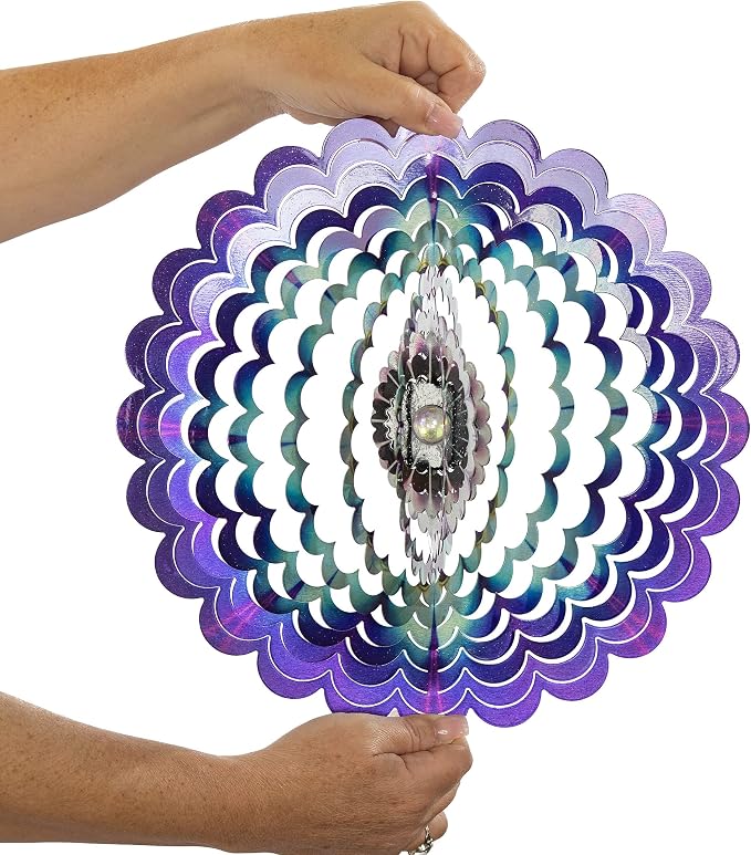 VP Home Floral Burst Mandala Kinetic Wind Spinner for Yard and Garden Wind Spinner Outdoor Metal Large Hanging Mandala Decor 3D Garden Art Wind Sculpture Spinners