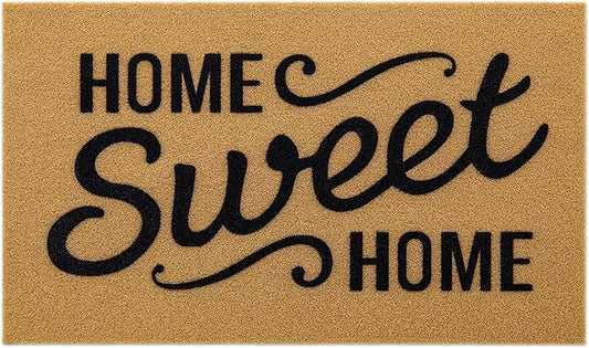 OLANLY Front Door Mat, Low Profile Doormat, Stain and Fade Resistant, Easy to Clean, for Indoor and Outdoor Entrances, Patio Porch or Entryway, Brown (35x23 Inch, Home Sweet Home)