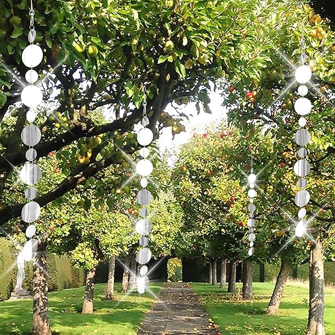 Bird Scare Discs Set, Large 36 Discs and Medium 30 Discs, Highly Reflective Double-Sided Reflectors for Outside Garden Patio Yard