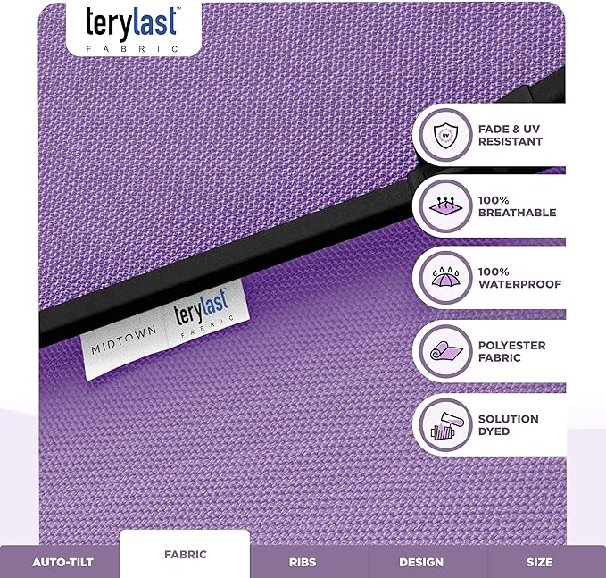 The Lean Patio Umbrella (Terylast Fabric - Midtown Purple, 10 Foot)