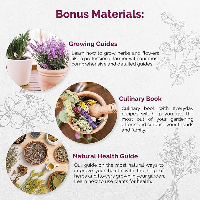 Organo Republic 30 Culinary Herbs & Edible Flower Seeds Variety Pack- Indoor/Outdoor. 7400+ Non-GMO Heirloom Flower Seeds: Basil, Borage, Echinacea, Lavender, Oregano, Rosemary Seeds & More