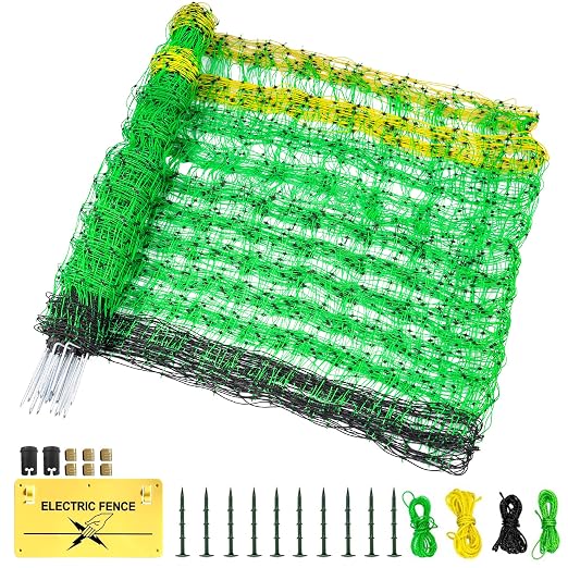Electric Fence Netting, 35.4" H x 164' L, Portable Livestock Nets Mesh for Hog, Dogs, Deer, Goats, Electric Fencing for Backyards, Homesteaders, Farms, Ranches, Gardens