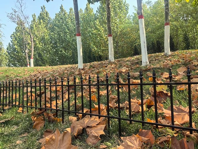 ARIFARO Metal Garden Fence 18" H x 22" W (5 Pack, Length 9.16 ft), No Digging Decorative Border Fence Panels, Rustproof Black Garden Edging Fence for Flower Bed, Yard, Patio, Small Animal Barrier