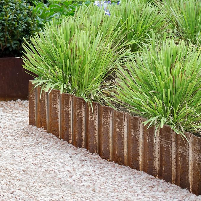 LAVEVE Corrugated Metal Garden Edging 6" x 20ft, Landscape Edging Border for Lawn, Flower Bed, Garden Fence, Paver Edging (Real Rusted)
