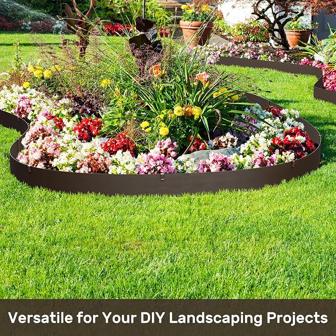 AGTEK 78FT Plastic Landscape Edging Coil Kit, 4 inch High Terrace Board Garden Edging Border with 24 Stakes