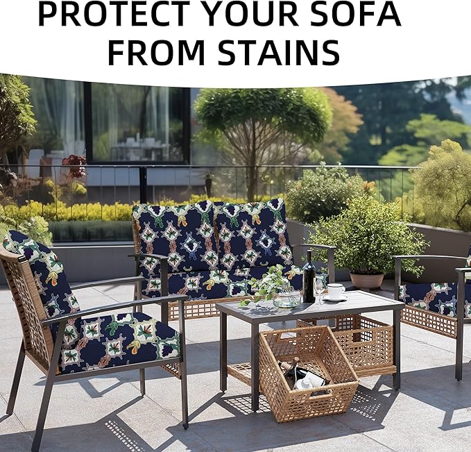 Outdoor Cushion Covers Set,8PCS Patio Furniture Couch Seat Slipcovers, Replacement for Sofa Sectional Chair(Cover，Only)