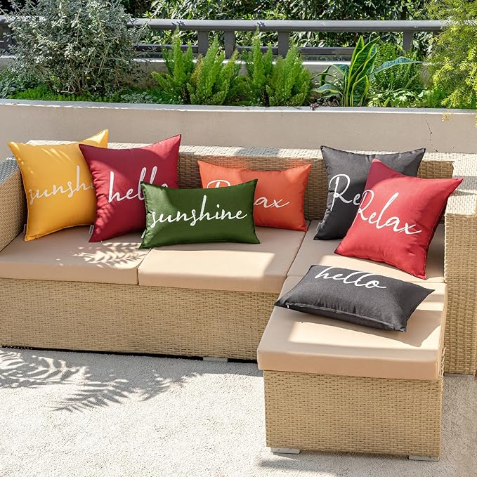 MIULEE Outdoor Waterproof Throw Pillow Covers Set of 2 Spring Relax Decorative Outdoor Rectangular Pillowcases for Chair Patio Garden Couch Tent Balcony Sofa Olive Green 12x20 Inch