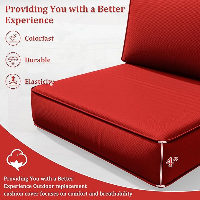 8p Outdoor Cushion Slipcovers Outdoor Patio Cushions Covers Replacement Waterproof with Zipper for 3-Seat Rattan Sofa Patio Furniture Cushion Covers, Covers Only