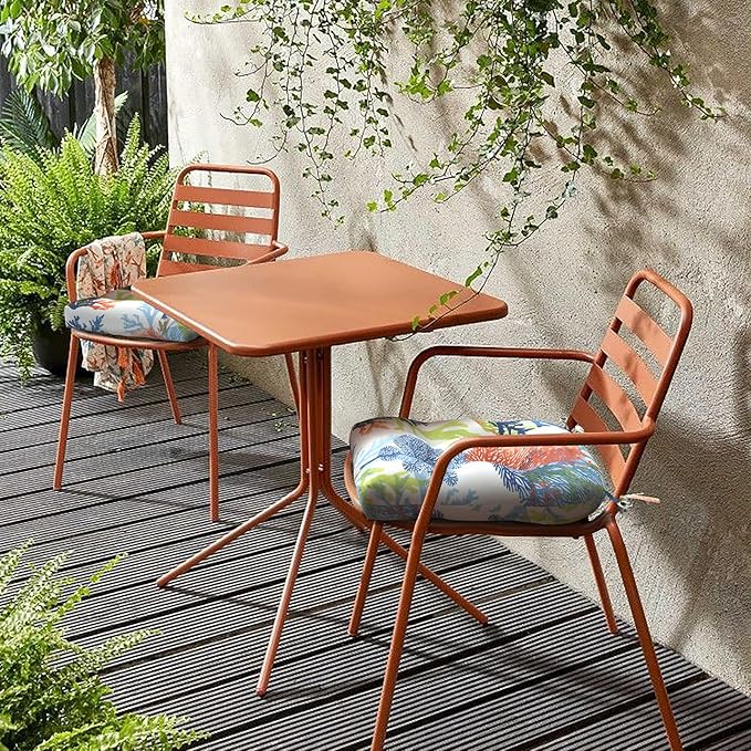 LVTXIII Outdoor Seat Cushions Seasonal Tufted Chair Cushions, Patio Chair Pads for Dining Chairs, Office Armchairs and Garden Furniture Decoration (Round Back, 19”x19”x4”, Coral Multi, 2 Pack)