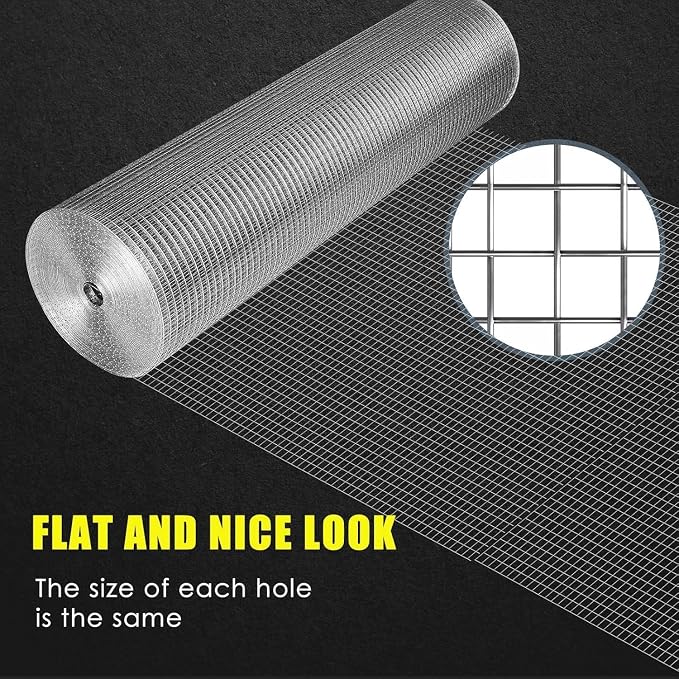 GoldPeak Galvanized Hardware Cloth 1/2 inch 36 x 100 ft 19 Gauge, Hot-dip Galvanized After Welding, Chicken Wire Fencing Wire Mesh Roll Welded Wire Fence Gopher Wire Cloth Rodent Wire