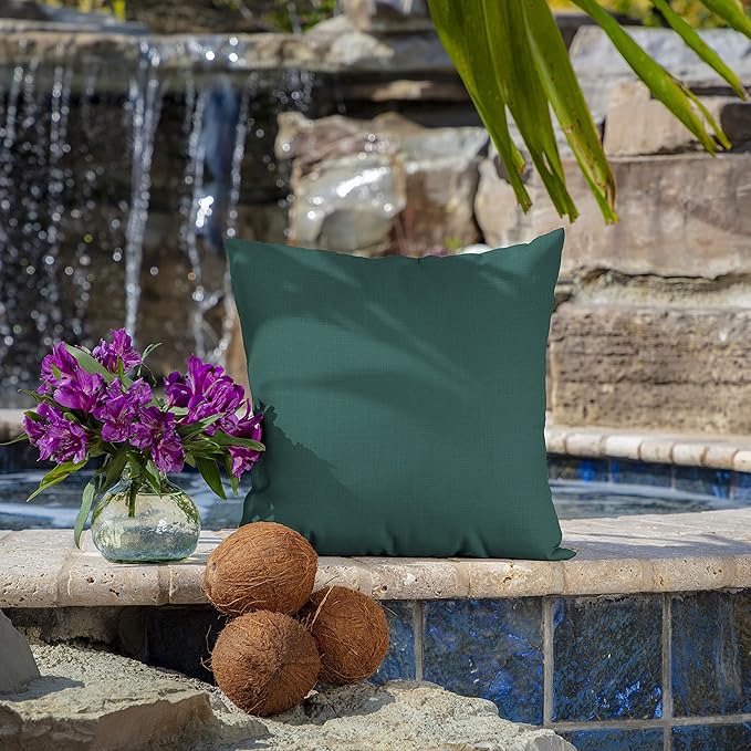 Arden Outdoor Toss Pillow, 2 Pack, 16 x 16, Rain-Proof, Fade Resistant Peacock Blue Green Texture