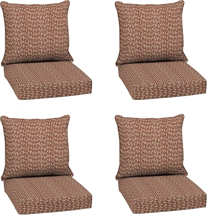 Arden Outdoor Deep Seat Cushion Set (4-Pack), 24 in x 24 in, Weather-Proof, Rain-Proof, Fade Resistant Patio Cushion for Chair, Sofa, and Couch Rust Red Brushed Texture