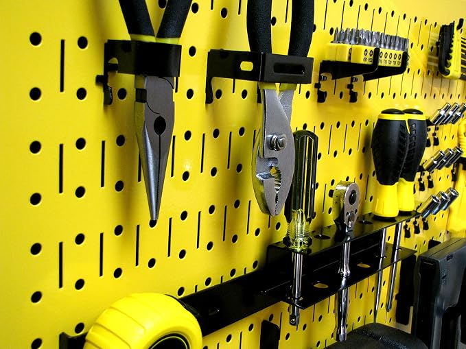 Wall Control Pegboard Value Pack - (3) Pack of Wall Control 16-Inch Tall x 32-Inch Wide Horizontal Yellow Metal Wallboards for Home & Garage Tool Storage Organization (Yellow Pegboard)