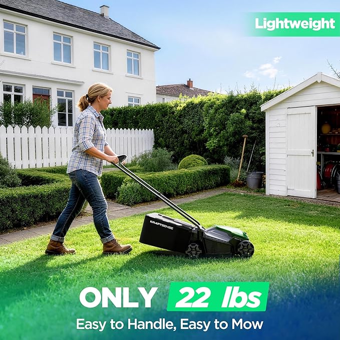 14" Cordless Lawn Mower, 40V Lightweight Push Mower with 2×5.0Ah Battery, Ultra-Quiet Motor for Small Yards, Lawn Care, Backyard Maintenance