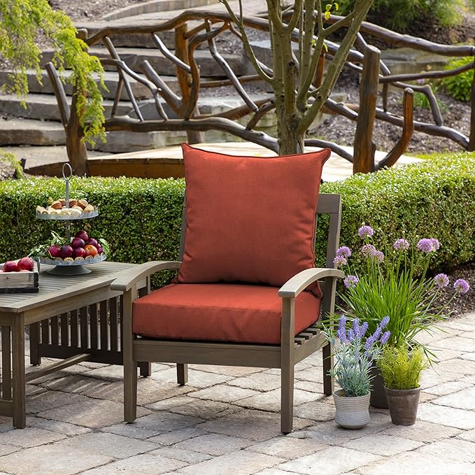 Arden Olefin Outdoor Deep Seat Cushion Set (4-Pack), 24 in x 24 in, Weather-Proof, Rain-Proof, Fade Resistant Patio Cushion for Chair, Sofa, and Couch Sedona Woven Texture