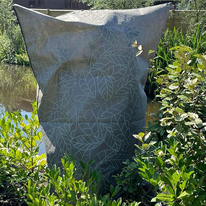 Plant Covers Freeze Protection 47"x71" in 2 Pack | Brown Winter Frost Blankets for Outdoor Plants | Reusable Garden Cover Bags with Zipper Drawstring | Cold Weather Shrub Protection Cloth