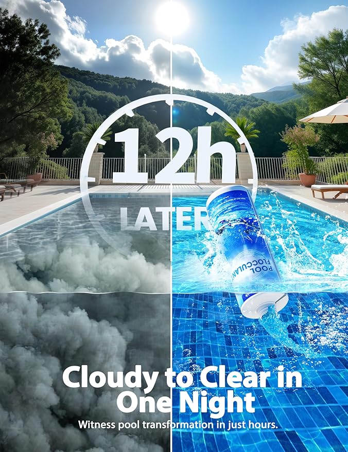 SUMMERBUDDY Swimming Pool Flocculant, Clears Cloudy Water Fast，Works with Any Pool Type，32oz