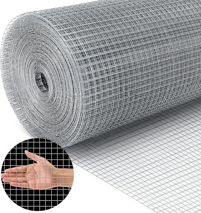 Land guard 23 Gauge Hardware Cloth, 1/4 inch 48inch×100ft Chicken Wire Fence, Galvanized Welded Cage Wire Mesh Roll Supports Poultry Netting Cage Fence……