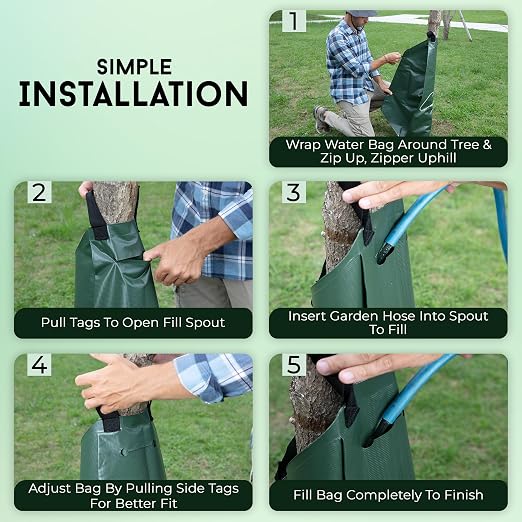 Tree Watering Bag Slow Release 4 Pack 20 Gallon- Heavy Duty Slow Release Watering Bags for Trees, Refillable Tree Bags for Watering, Deep Root Targeting