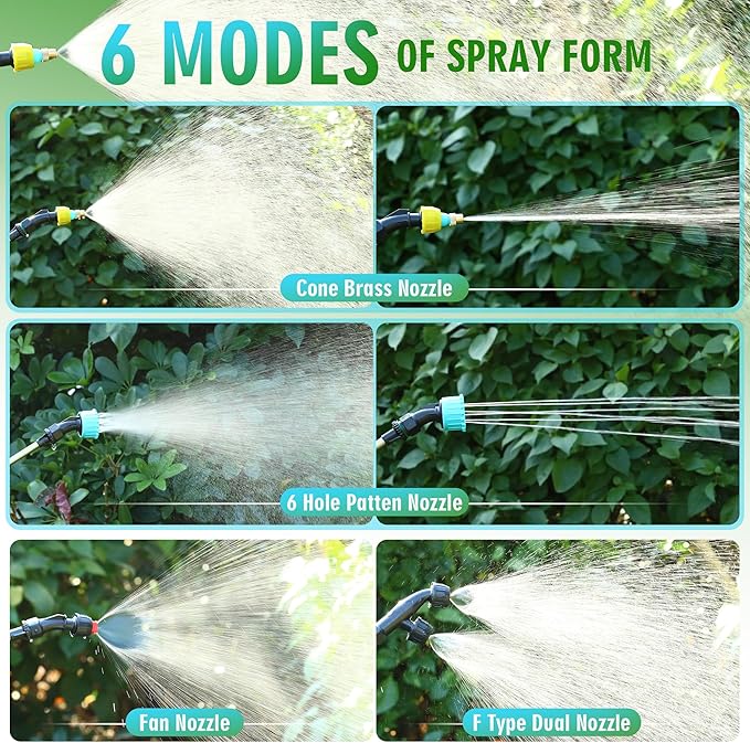 2 Gallon Electric Sprayer, Battery Powered Garden Sprayer with 3 Adjustable Speed, Automatic Water Pump Weed Yard Lawn Sprayer with 4 Mist Nozzles, USB Rechargeable Handle, Retractable Wand for Plants