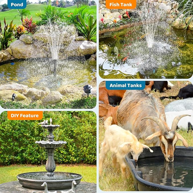 Antfraer 25W Solar Pond Filter with Water Pump, Solar Pond Pump with 6.6FT PVC Tubing/16.5FT Cord, Pond Filter Box for Outdoor Small Pond Waterfall Garden Bird Bath Water Clear