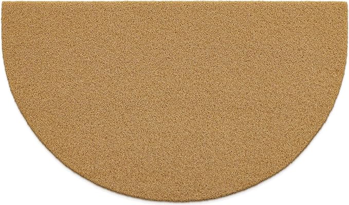 OLANLY Half Circle Front Door Mat, Low Profile Doormat, Stain and Fade Resistant, Easy to Clean, for Indoor and Outdoor Entrances, Patio Porch or Entryway, Brown (30x17 Inch, Plain Brown)