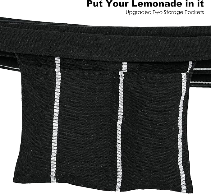 GAFETE Double Hammock with Stand for Outside, Upgraded Spreader Bar, Heavy Duty Space Saving Steel Stand 2 Person, Side Pockets, Easy Assembly, 600lbs Weight Capacity, Indoor & Outdoor (Darkness)