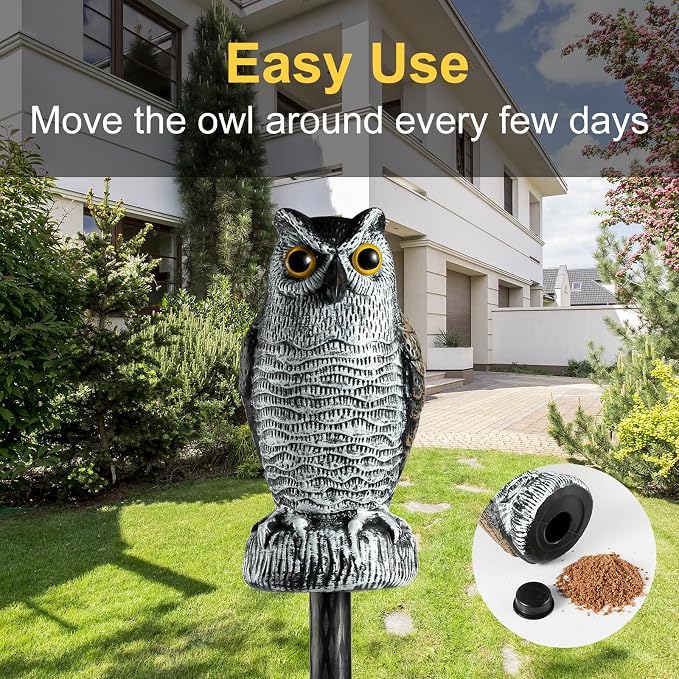 OFFO 3 Pack Plastic Owls Scarecrow for Halloween Decorations Outdoor Garden, Yard, Pool Decoration, 8.3 in Height