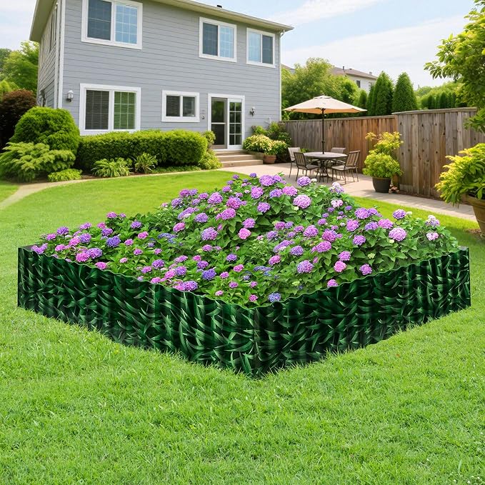 Vehipa Corrugated Metal Garden Edging, 10" x 30 Ft Sturdy Garden Border Edging for Landscape, Lawn Edging Border Landscaping Edging, Flower Bed Edging Border for Lawn Decoration (Green)