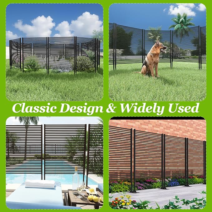 GarveeLife Metal Privacy Screen Outdoor, 47x71 Inch Panels for Outdoors, Freestanding Rust-Resistant Decorative Fence for Balcony, Yard, Garden, Patio, Brown Weatherproof Privacy Fencing