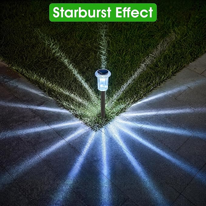Eyrosa Solar Pathway Lights Outdoor Waterproof, 10 Pack Cool White Solar Garden Lights, Diamond-Cut Starlight Decor, Stake Lighting for Yard Path Walkway Driveway Patio Lawn Outside