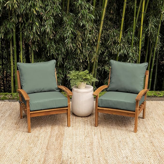 Arden earthFIBER Outdoor Foam Deep Seat Cushion (4-Pack), 24x24, Premium High-Density Foam, Never Flattens, Weather-Proof for Patio Chair Sofa Couch, Sage Green Texture