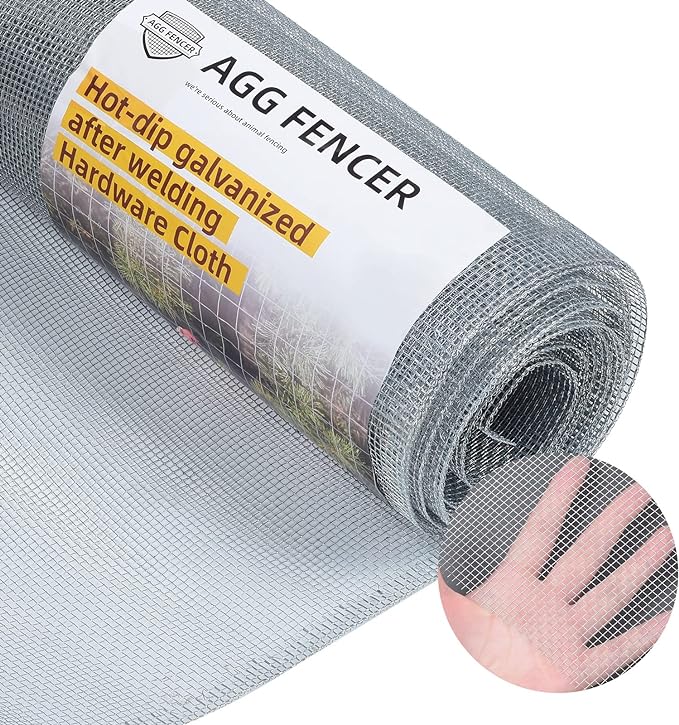 36in x 100ft Hardware Cloth 1/8 inch 27Ga Hot Dipped Galvanized After Welding, Chicken Coop Wire Fence, Welded Metal Fencing Roll Mesh for Bee Screen Garden Plant Poultry Animal Netting Cage