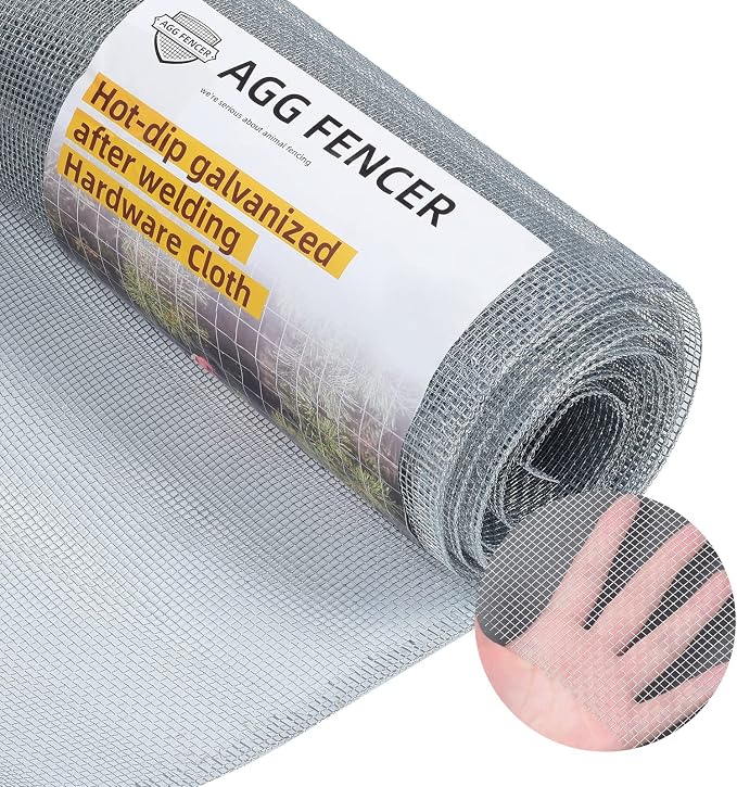 24in x 25ft Hardware Cloth 1/8 inch 27Ga Hot Dipped Galvanized After Welding, Chicken Coop Wire Fence, Welded Metal Fencing Roll Mesh for Bee Screen Garden Plant Poultry Animal Netting Cage