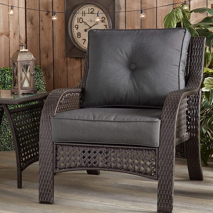 Outdoor 2-Piece Sunbrella Premium Deep Seat Cushion Set, Canvas Coal