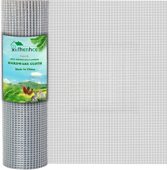Hardware Cloth 1/2 In 48 X 50 ft Hot Dip Galvanized Rust Resistant Welded Wire Mesh,19AWG Square Chicken Wire Fence Garden Plants Fencing,Chicken Coop Rabbit Poultry Critters Metal Cage Roll